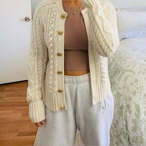 J. Crew Cream Cable Knit Cardigan